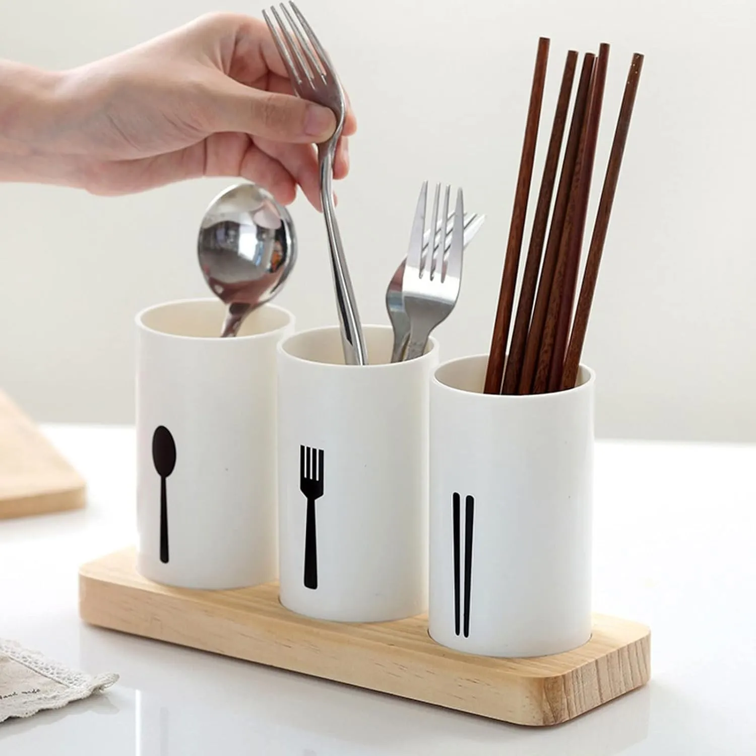 Cutlery Utensil Holder with Tray