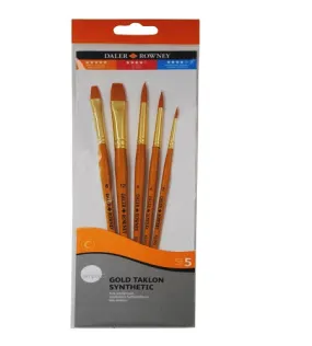 Daler Rowney Simply Set Brush Wallets Short Handle Gold Taklon Brush St 5Pc #1 Sh