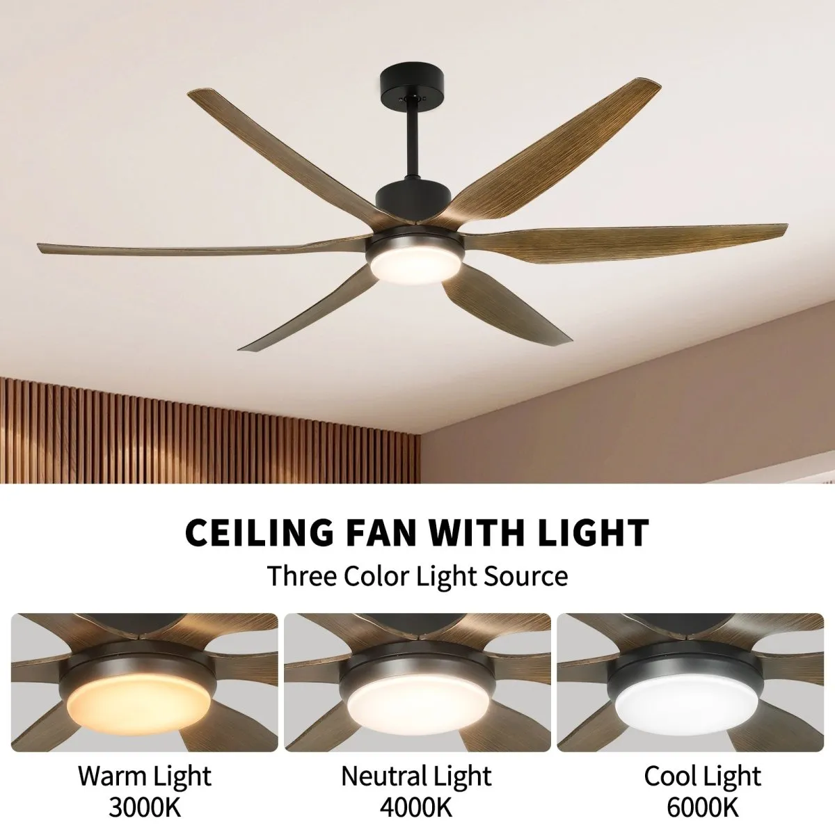 Depuley 66" Ceiling Fans with Lights Remote Control, Indoor Outdoor Black Ceiling Fan with 6 Blades, Dimmable Modern Room Fan for Patio Living Room, Summer House, Office, Reversible Quiet DC Motor