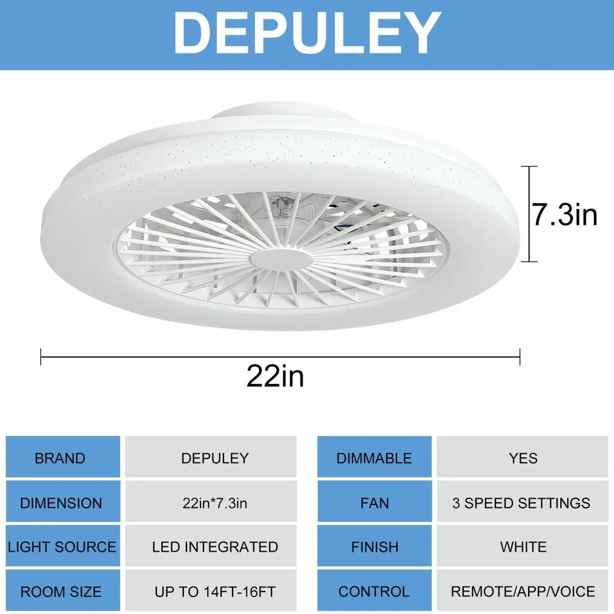 DLLT Low Profile Ceiling Fan with Light Smart Bladeless Ceiling Fans with RGB Lights Changing LED 3 Wind Speeds Festival Ambient Flush Mount Fan Light for Bedroom Livingroom Children's Room