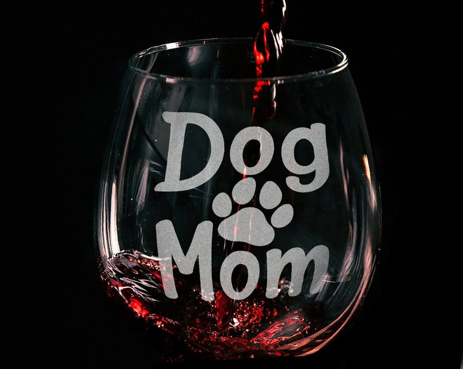 Dog Mom Stemless Glass Drink Wine and Pet My Dog Pet Lover Gift Fur Mom Rescue Dog Adoption Gift First Family Puppy Birthday Gift for Sister