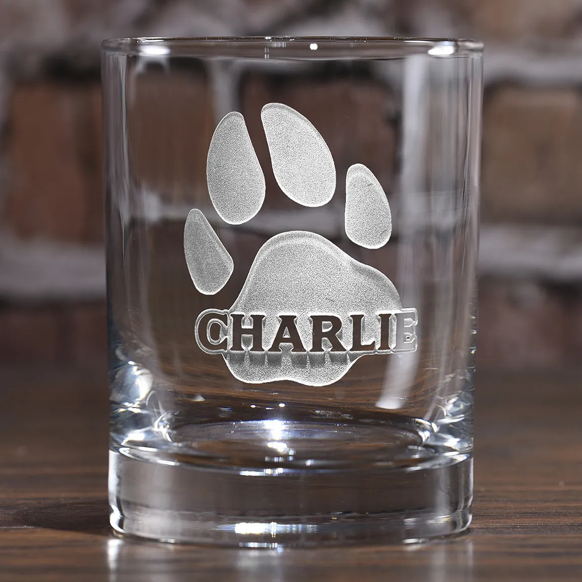 Dog's Name and Paw Print on Whiskey Glass Gift for Puppy Lovers