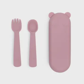 Feedie Fork & Spoon Set | Dusty Rose