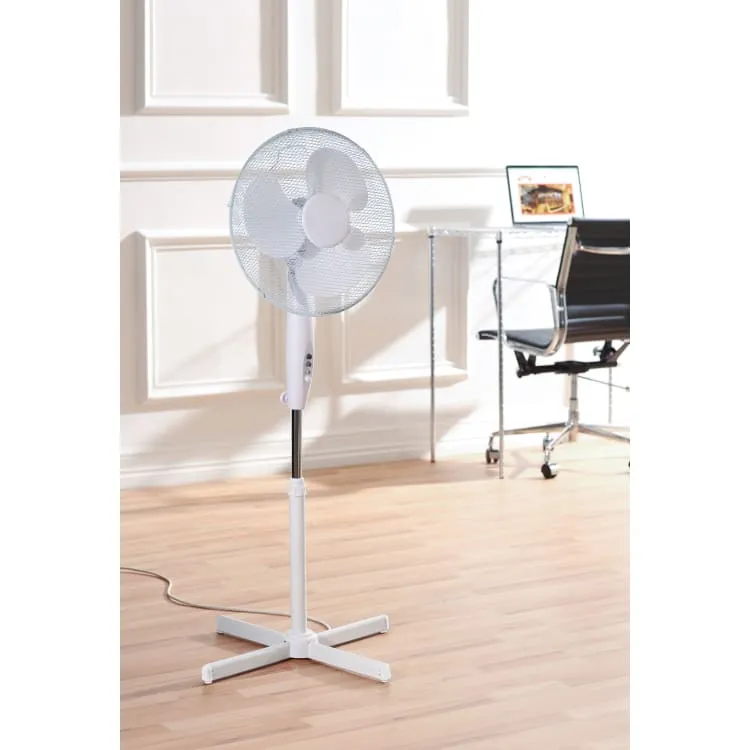 Fine Elements COL1507 | White 16″ 3 Speed Pedestal Fan- NEW