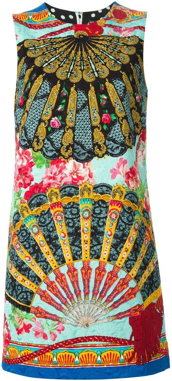 Floral Fans Printed Dress