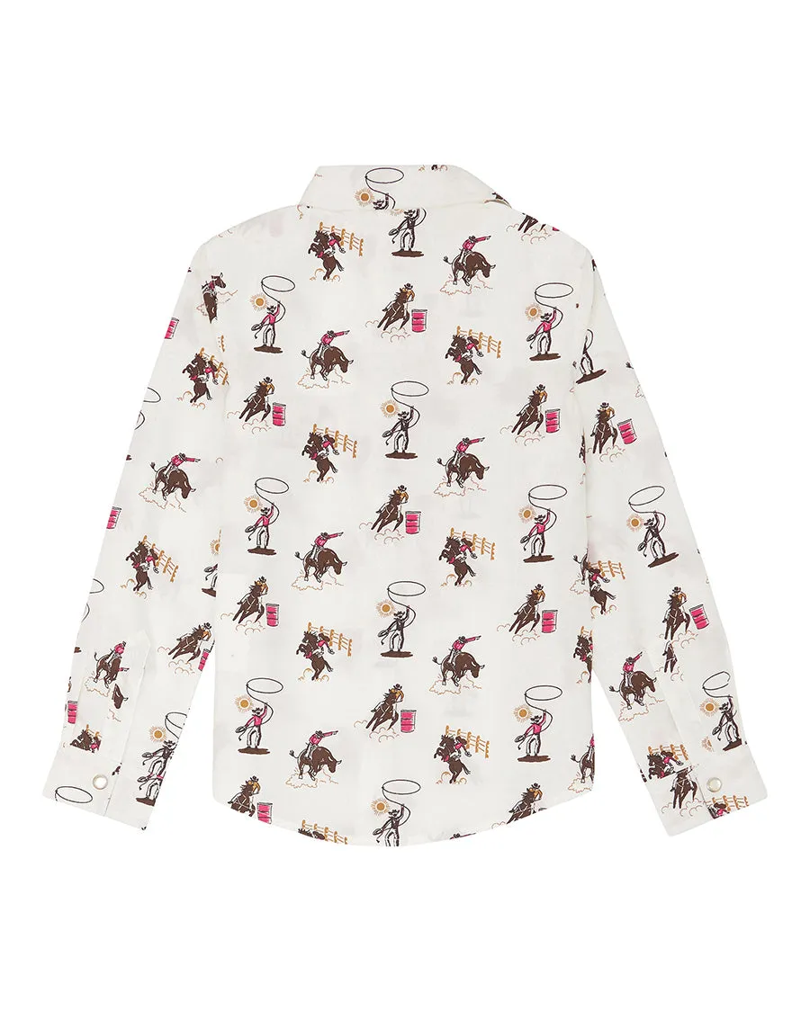 Girls' Bold Print Western Snap Shirt