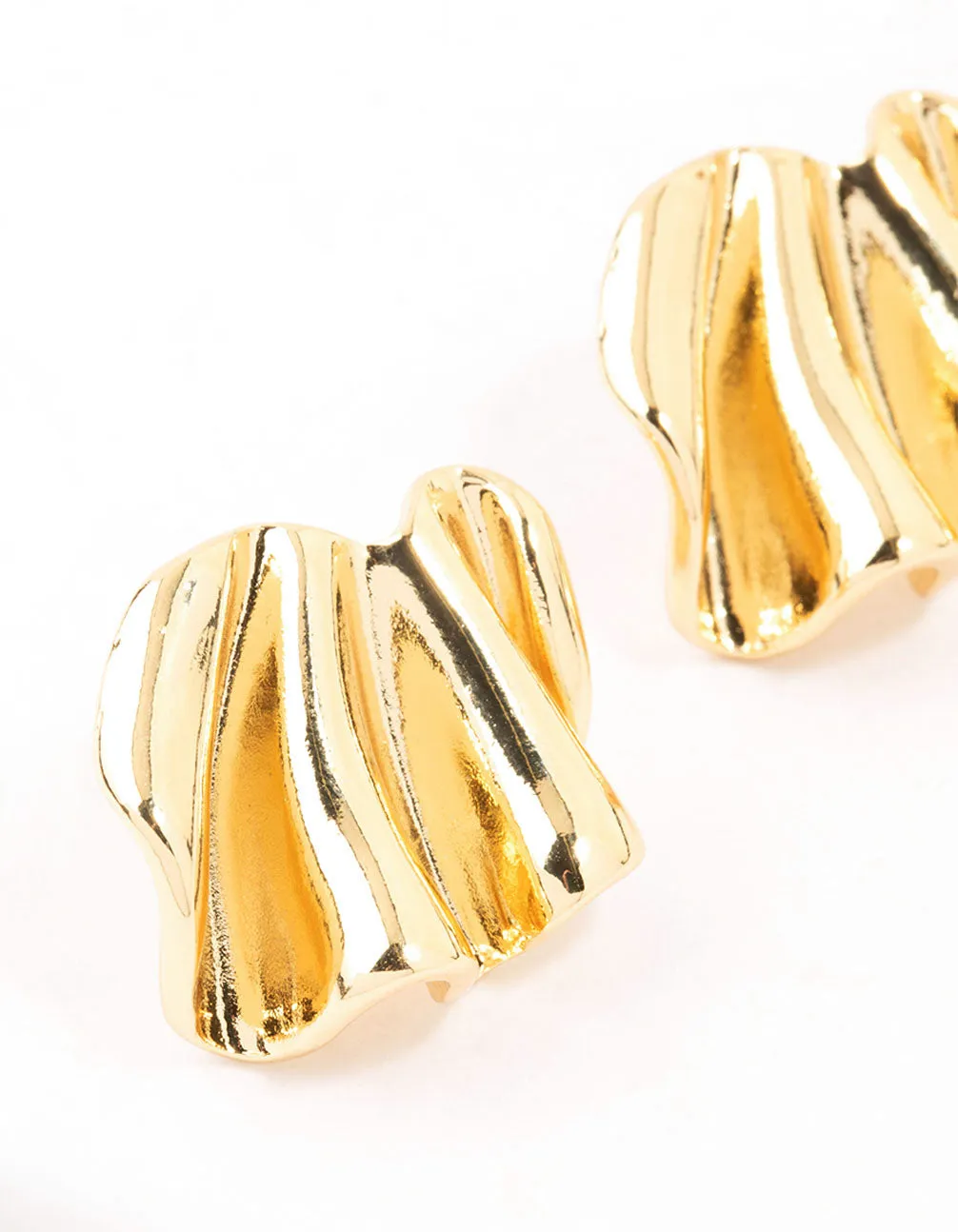 Gold Plated Mini Wave Fan Stud Earrings