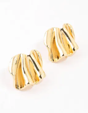 Gold Plated Mini Wave Fan Stud Earrings