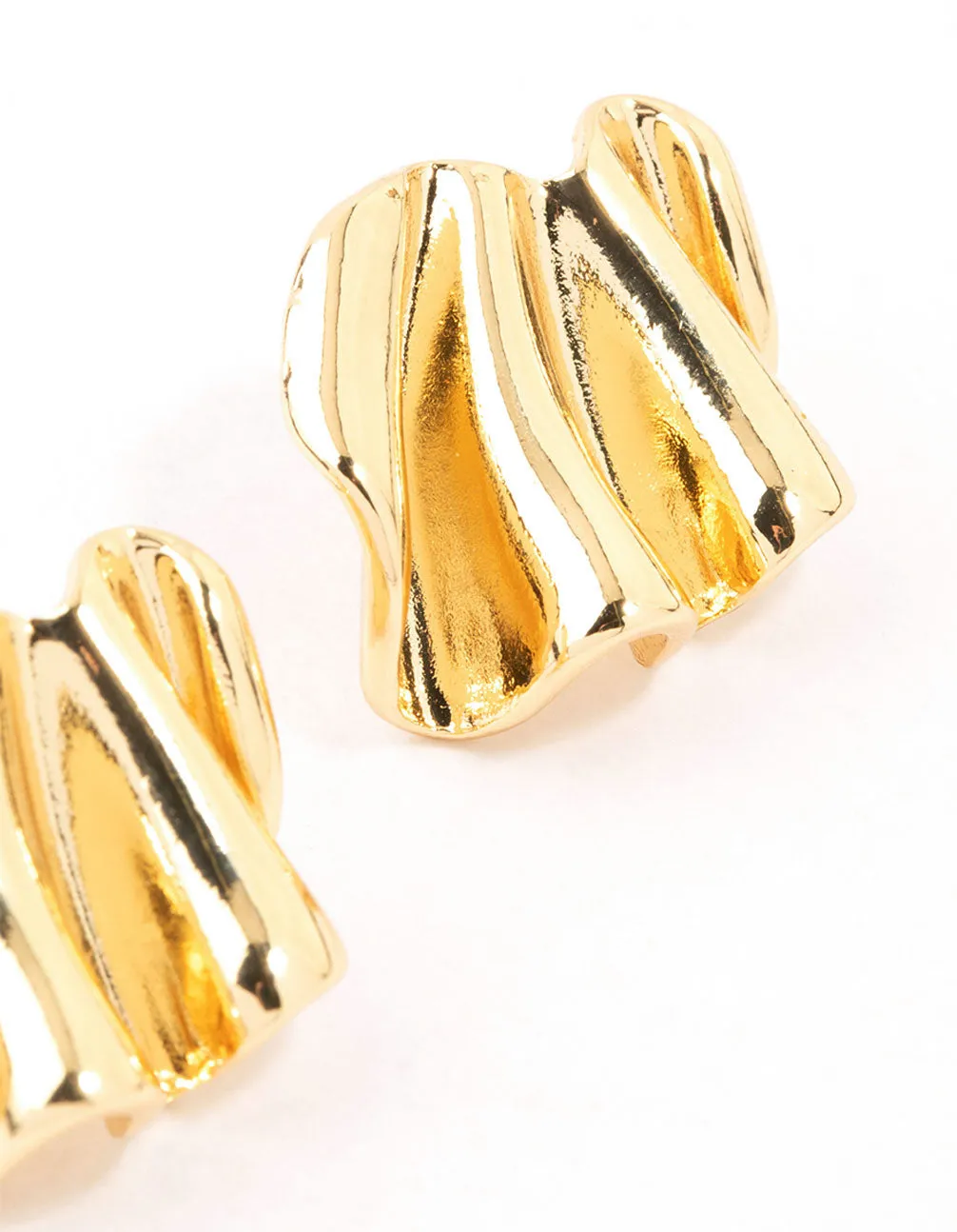 Gold Plated Mini Wave Fan Stud Earrings