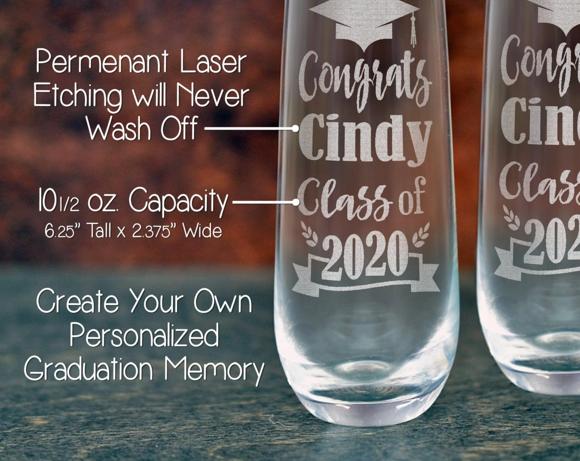 Graduation Personalized Stemless or Beer Class of 2022 Family Party Favors Man Cave Pub Style Grad Decorations for Women Men Wine Gift