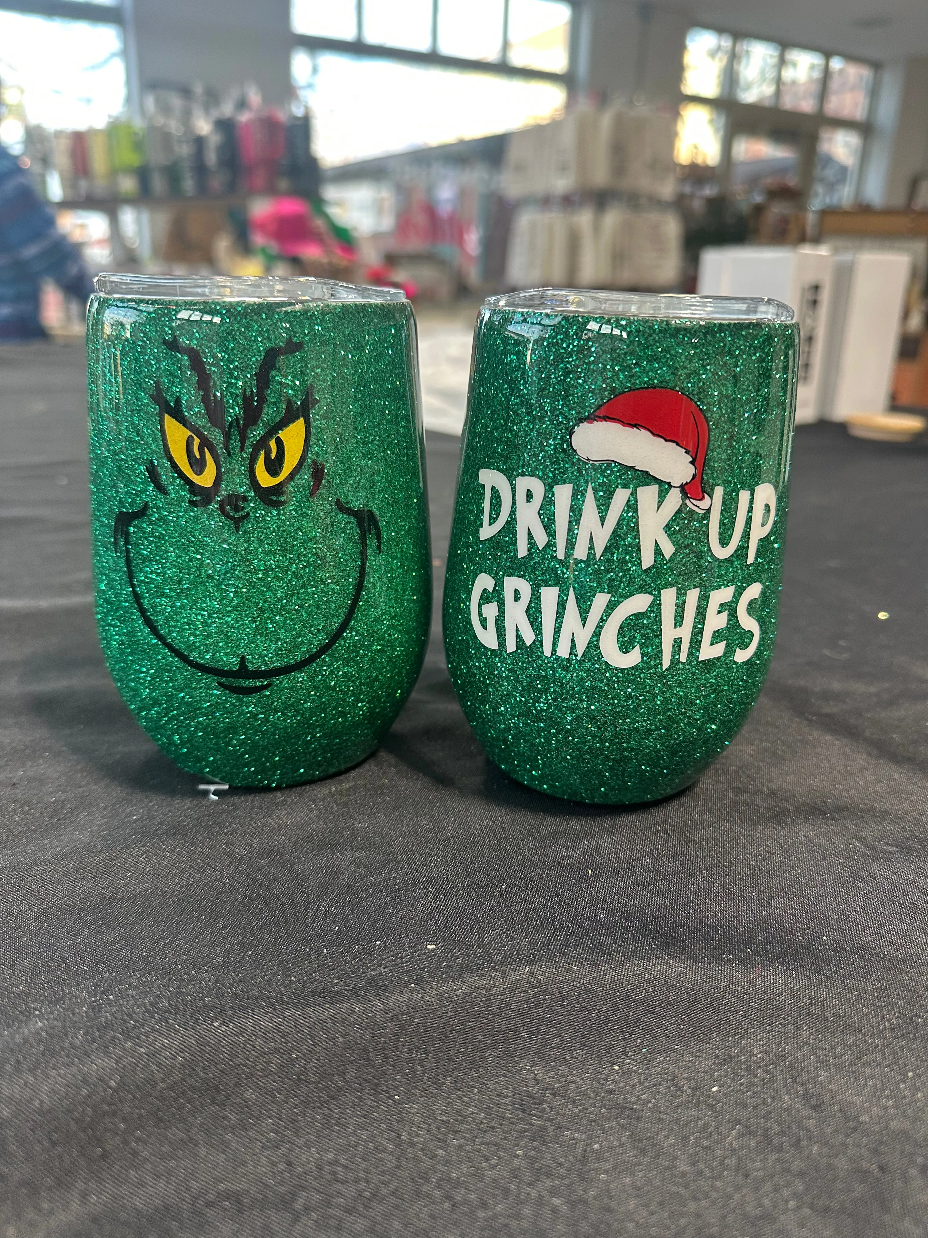 Green man glitter wine glass