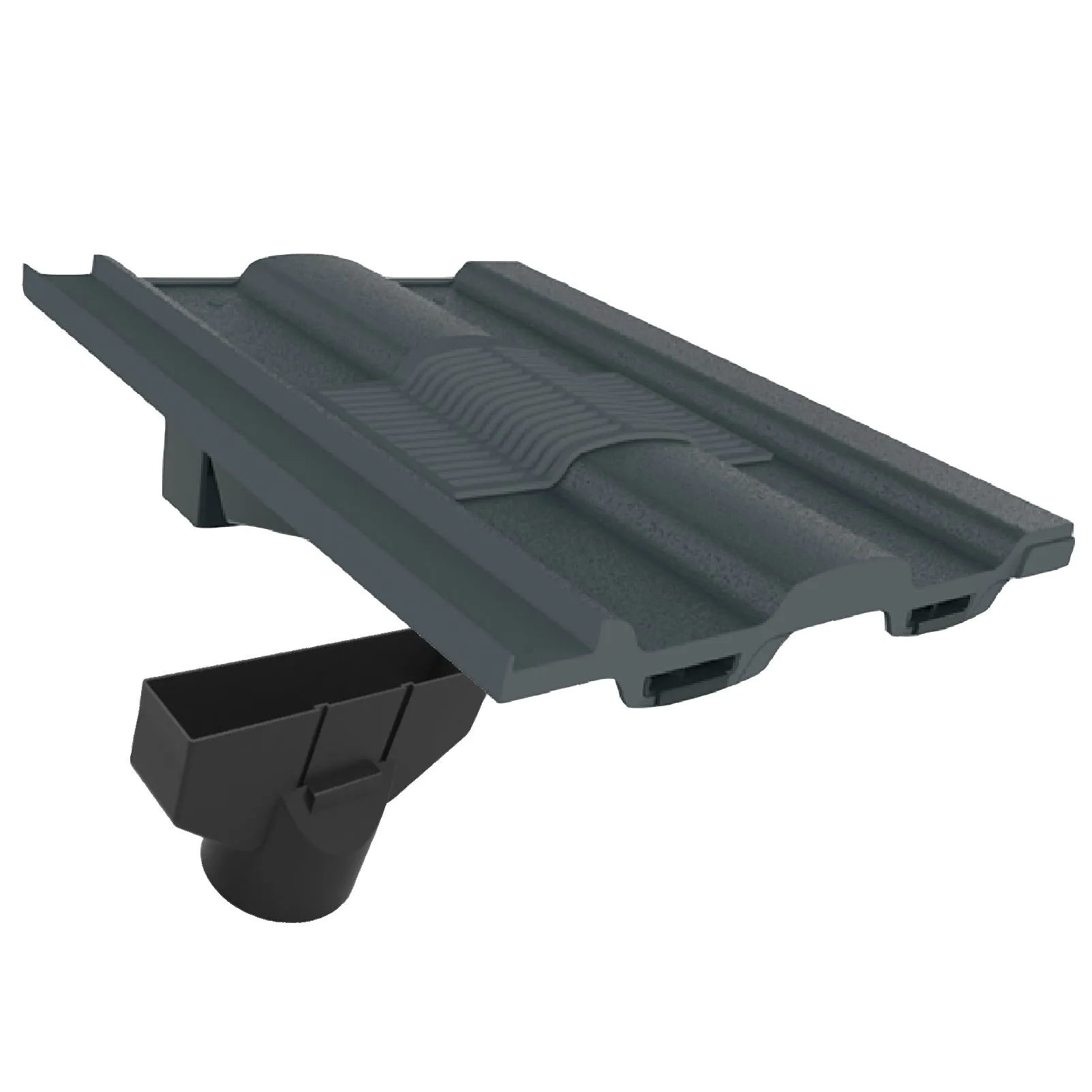 Grey Castellated Roof Tile Vent & Adapter for Marley Ludlow Redland