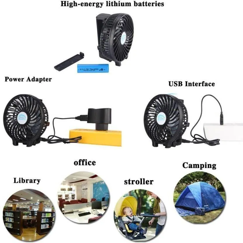 Hand Held Mini USB Rechargeable Portable Fan with Battery - Air Cooling Plastic Small Fan