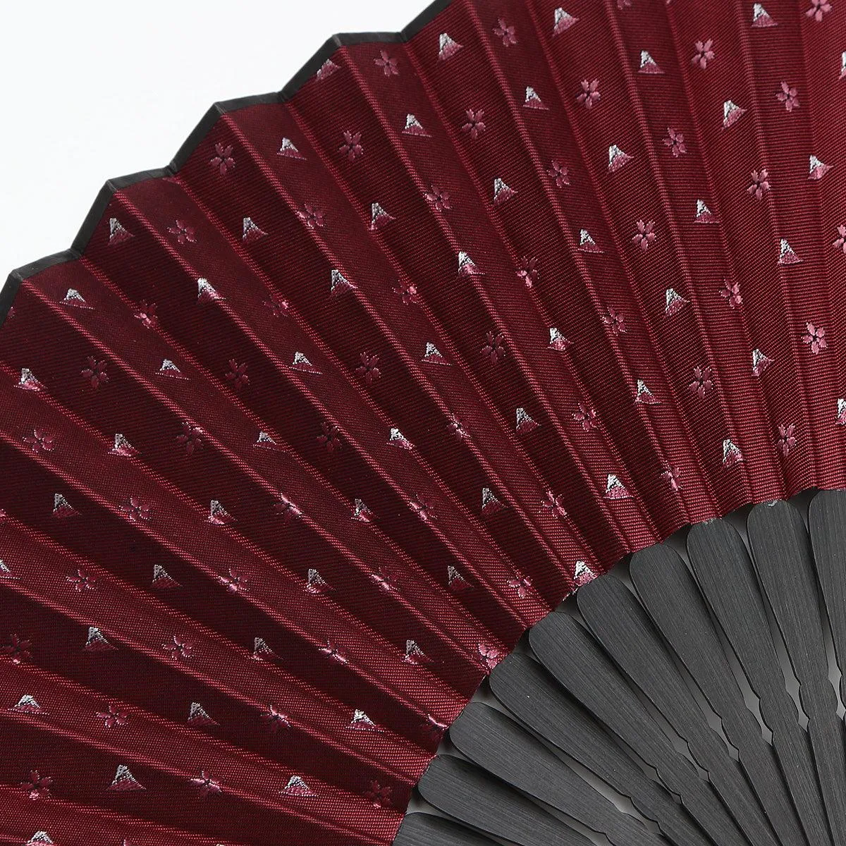 Hand Made Japanese Folding Fan -18.Hokusai Mt. Fuji Sakura Pattern with Silk & Bamboo Made in Japan