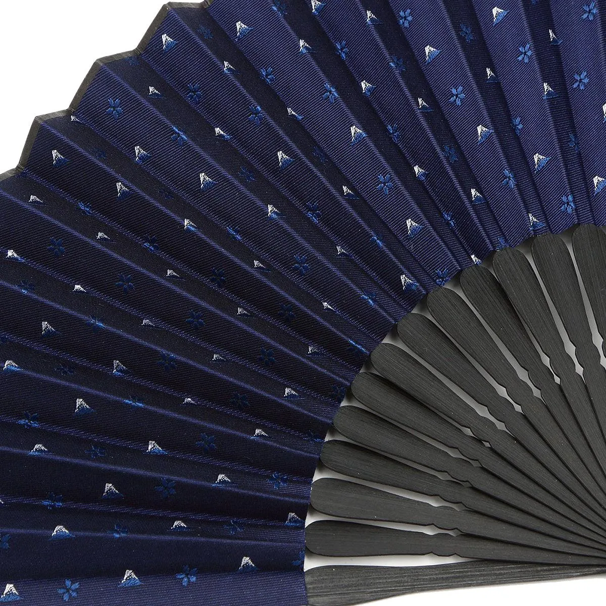 Hand Made Japanese Folding Fan -18.Hokusai Mt. Fuji Sakura Pattern with Silk & Bamboo Made in Japan