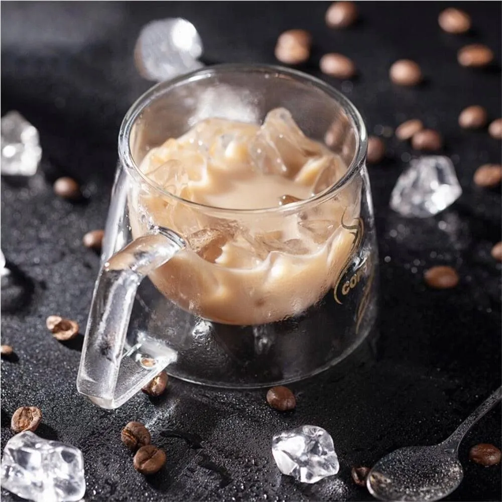 Heat Insulation Glass Coffee Mug, Double Wall Glass Coffee Tea Cups Drinkware Milk, 6.8oz/200ml Espresso Coffee Milk Latte Cup