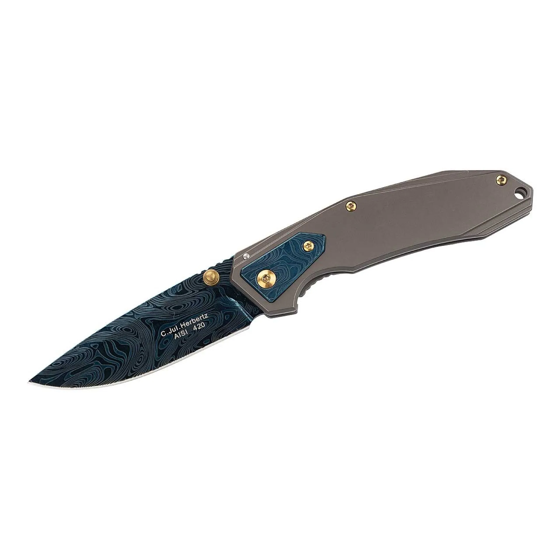 Herbertz Blue Damascus look FE Folder 8.2 cm blade - 533912- wholesale