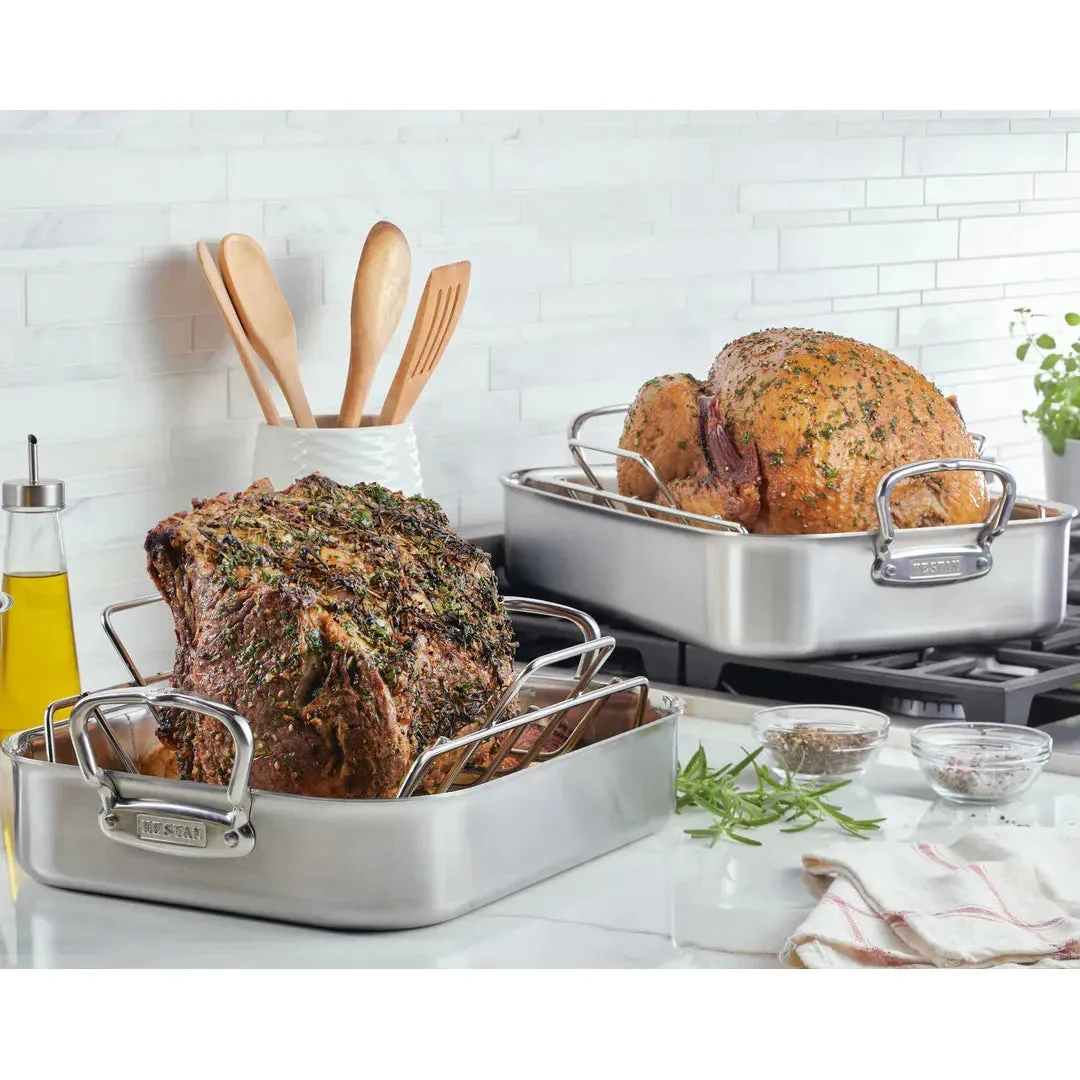 Hestan Provisions 16.5-inch Classic Clad Roaster with Rack