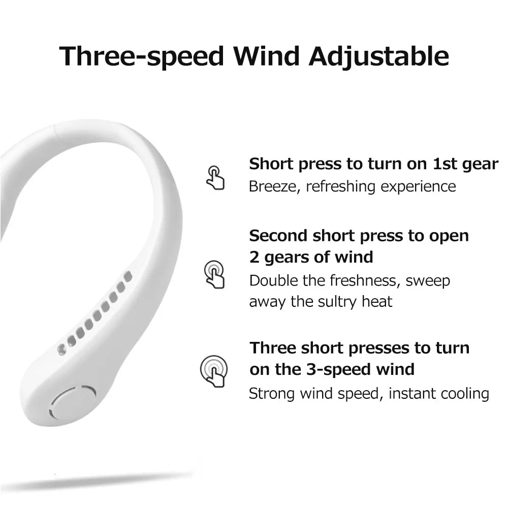 Hängender Nackenventilator Tragbarer Kühlventilator 5-Gang-USB-Blattloser 360-Grad-Nackenbandventilator Luftauslässe 2600 mAh Wiederaufladbarer Mini-Ventilator