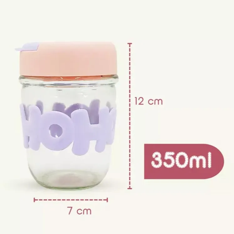 HoHo Glass Cup With Straw and Silicone Lid 350ML