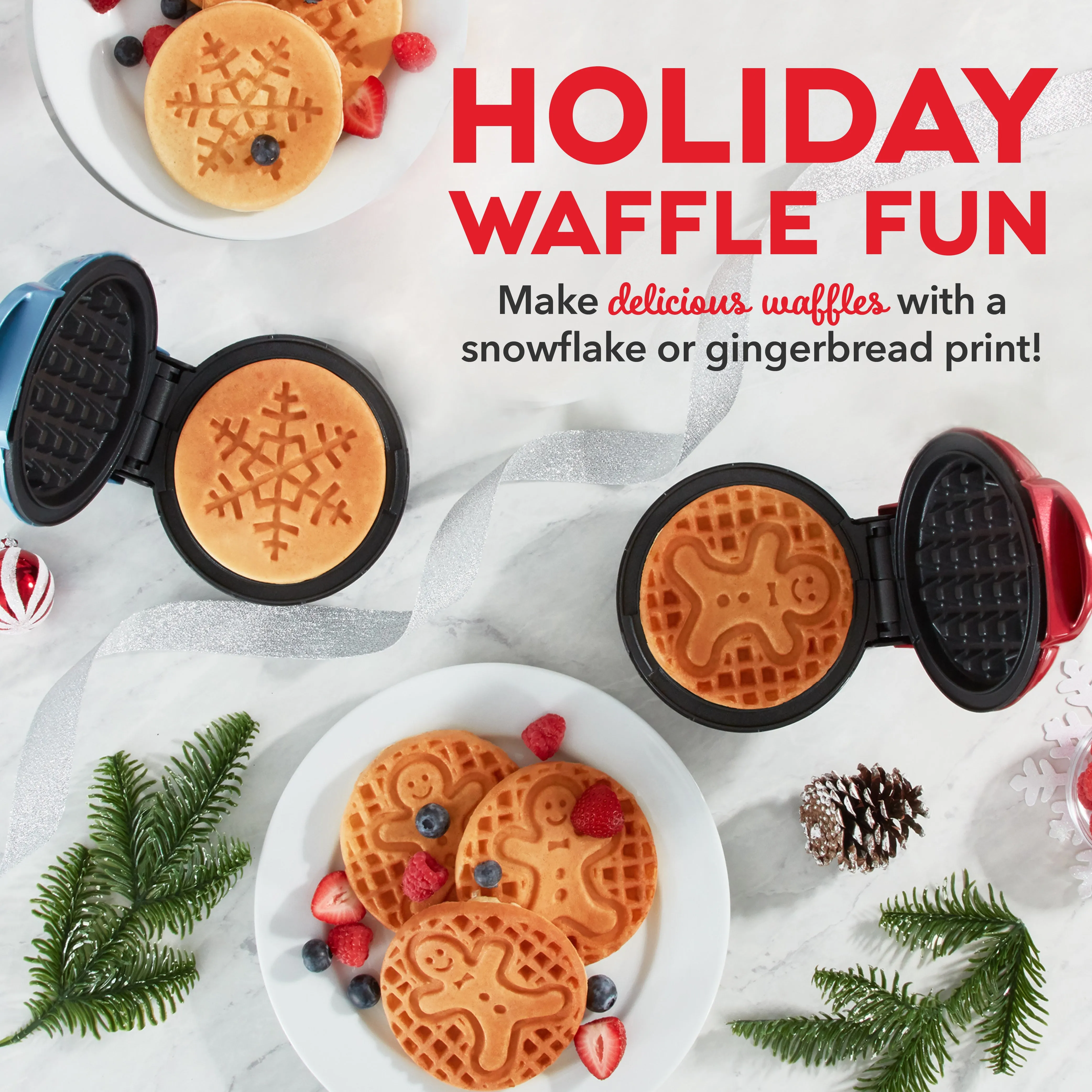 Holiday Mini Waffle Maker 2-Pack