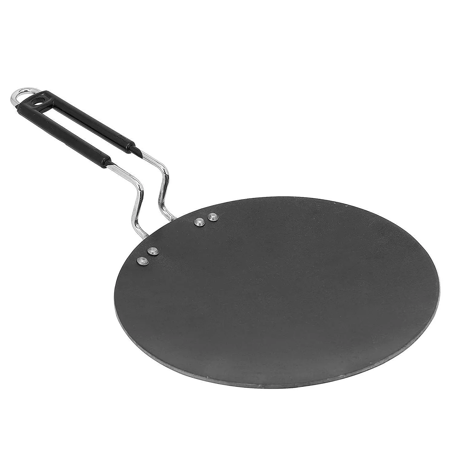 Iron Flat Tawa for Roti Flat Iron Tawa Wider Base Cast (Stainless Steel Handle), Induction Base Tawa for Roti Paratha Chapati Phulka Omelette Color Black (Roti Tawa) || SYM002