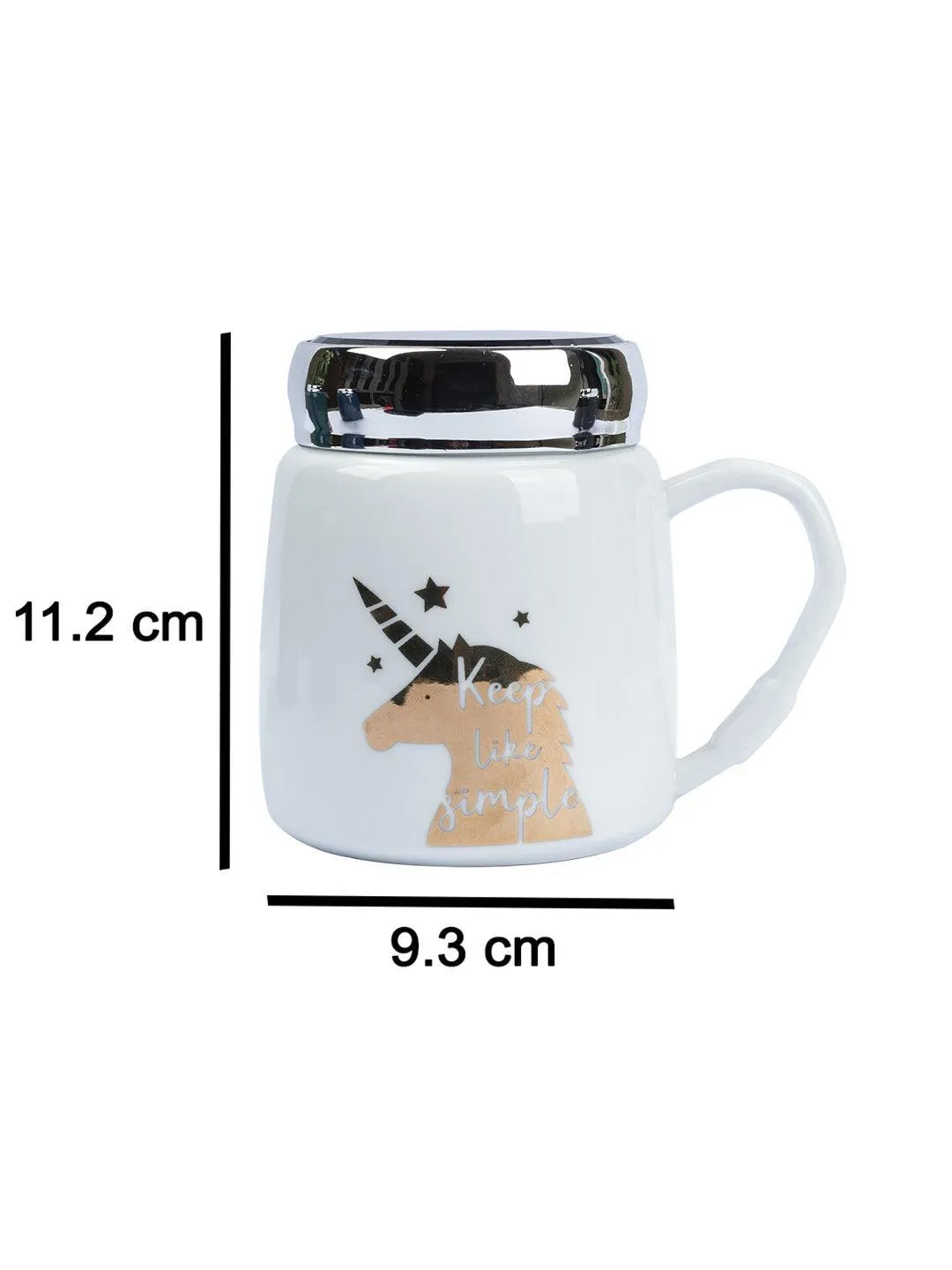 Keep Like Simple' Coffee Mug With Lid -  White, 360Ml