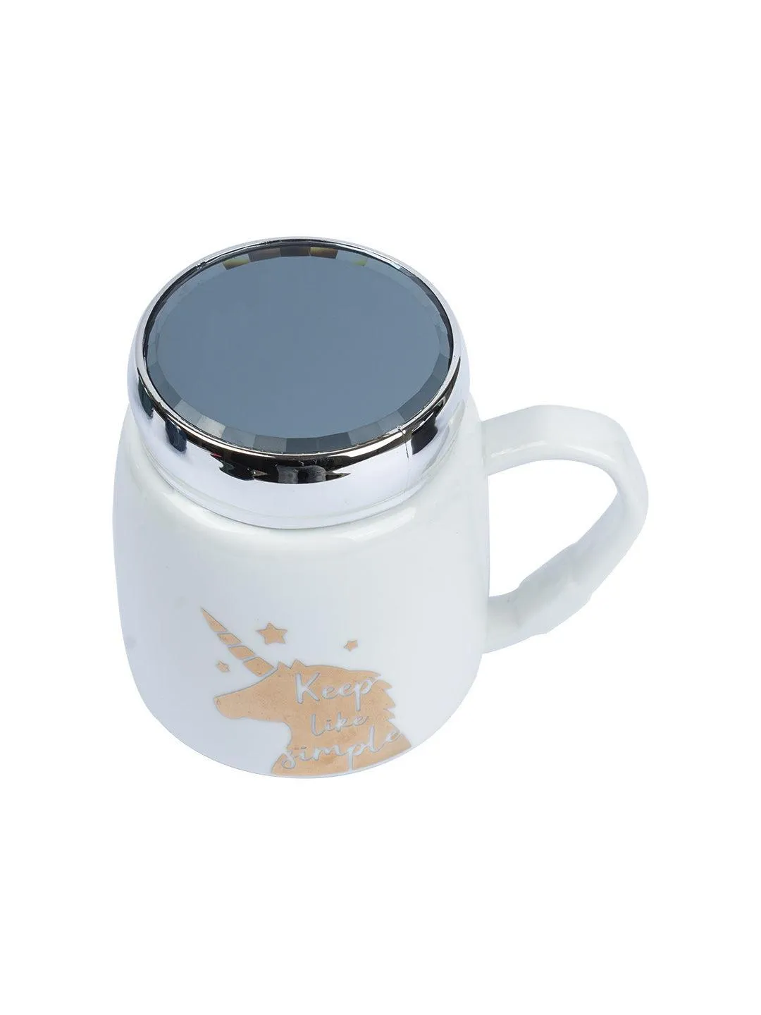 Keep Like Simple' Coffee Mug With Lid -  White, 360Ml