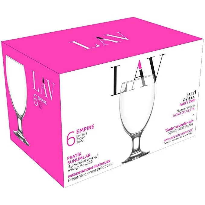 LAV Glass Tumbler 590ml Cocktail Fiesta Empire 6pack SGN1466