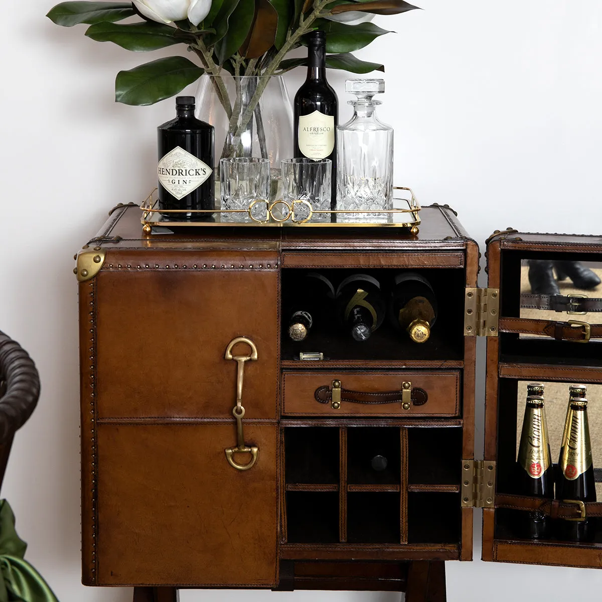 Leather Bar Cabinet On Stand