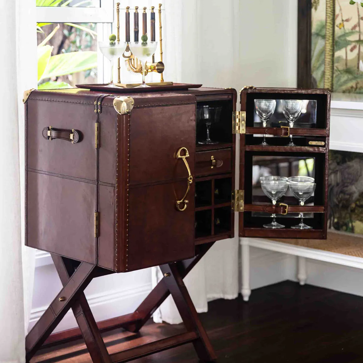 Leather Bar Cabinet On Stand