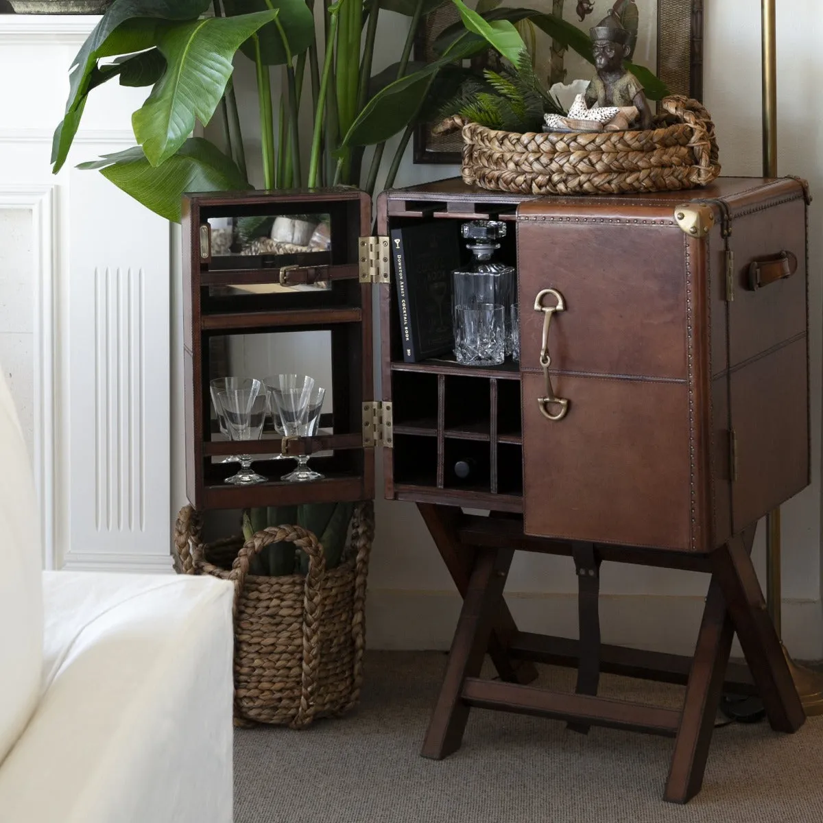 Leather Bar Cabinet On Stand