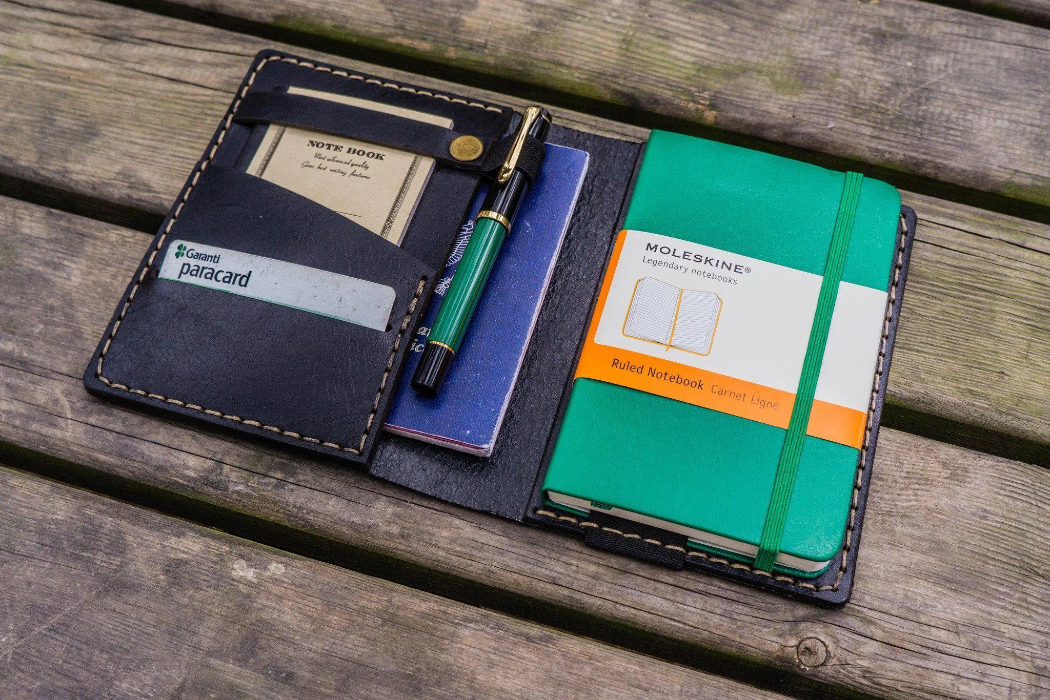 Leather Rhodia A6 Notebook Cover - Black