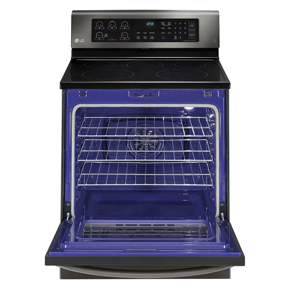 LG - 6.3 Cu. Ft. Freestanding Electric Convection Range - PrintProof Black Stainless Steel