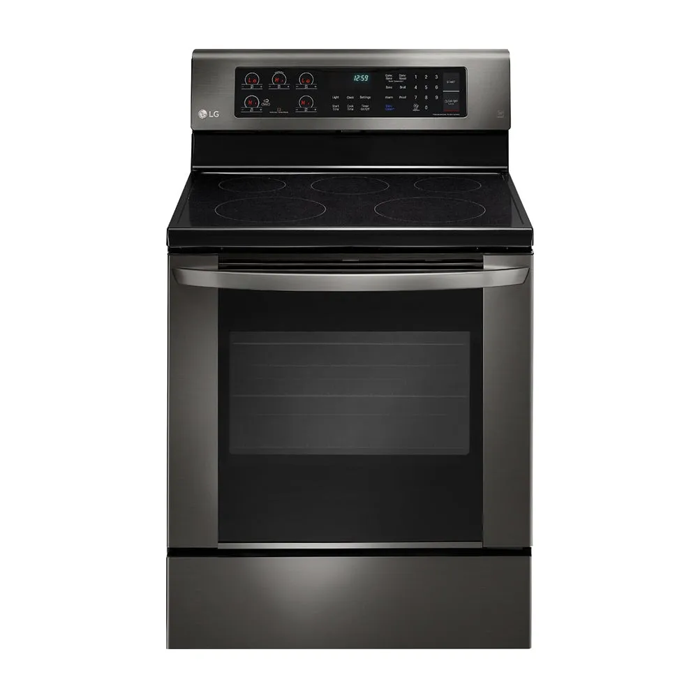 LG - 6.3 Cu. Ft. Freestanding Electric Convection Range - PrintProof Black Stainless Steel