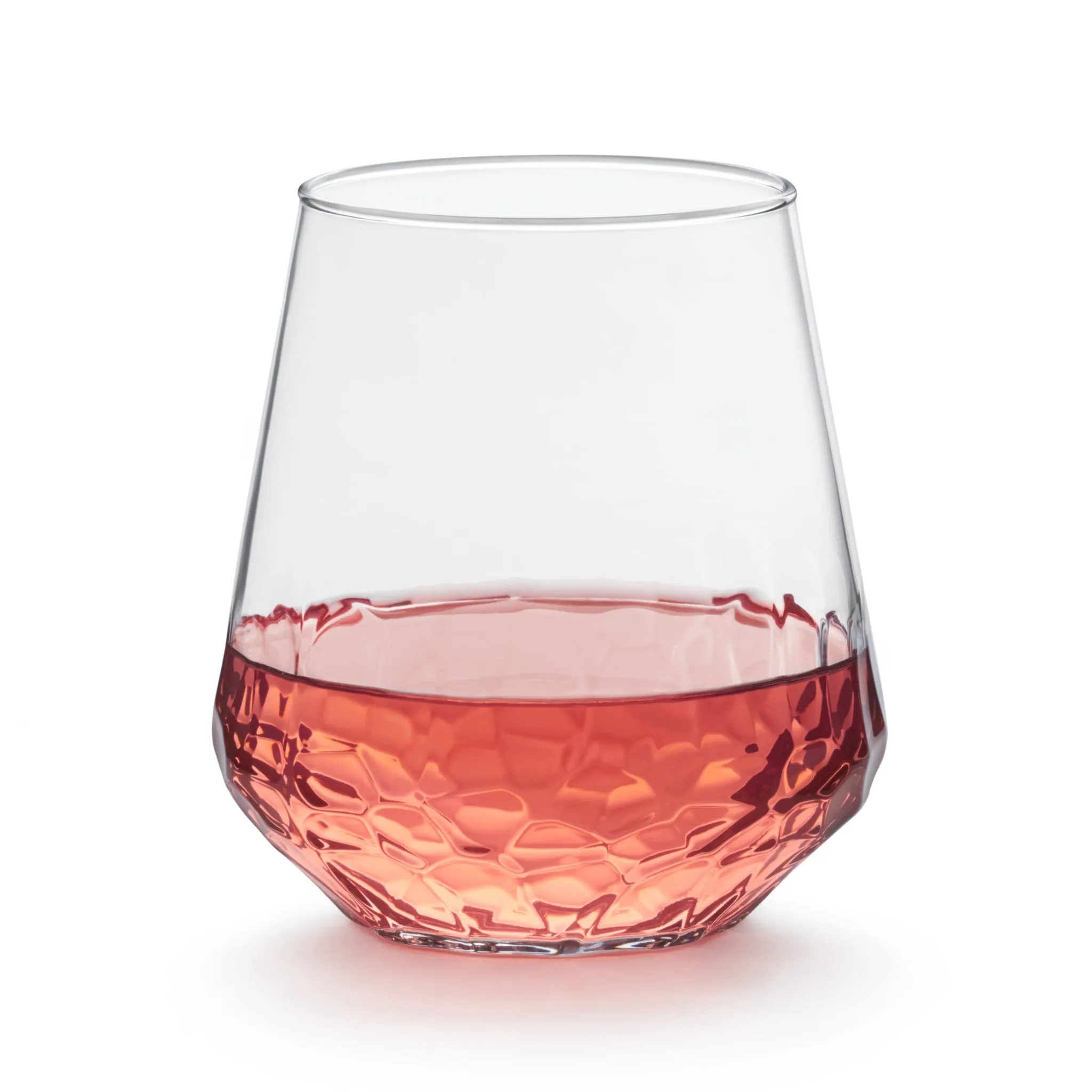 Libbey Hammered Base All Purpose Stemless Wine Glass, 17.75 ounce, Set of 8