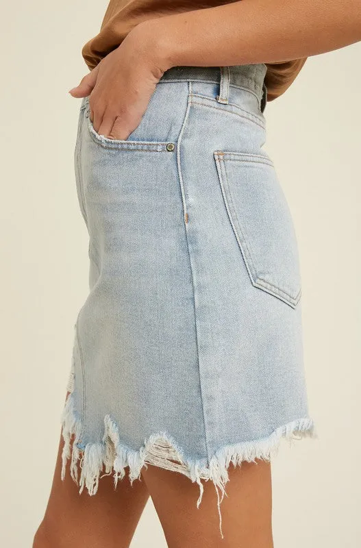 Light Blue Denim Mini Skirt