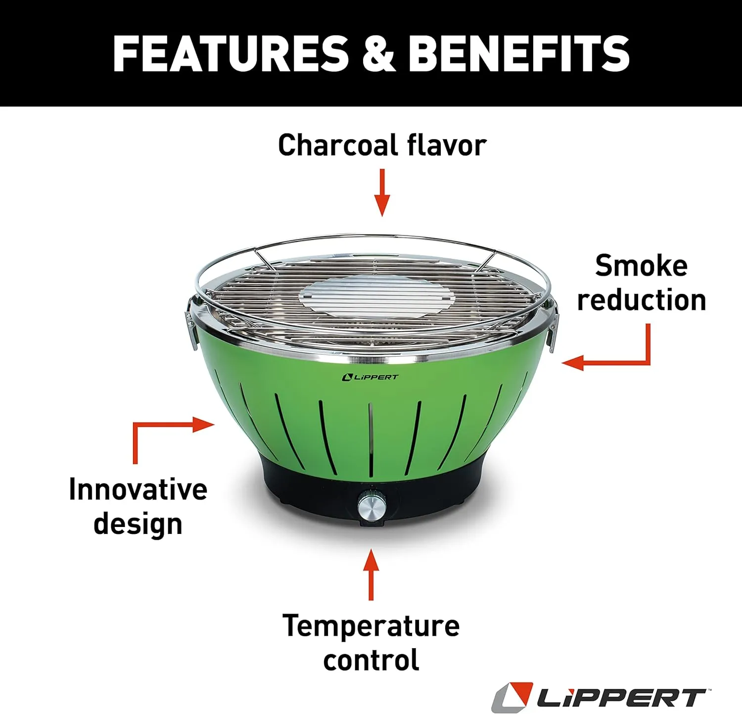 Lippert Odyssey Lightweight Portable Charcoal Grill, Green