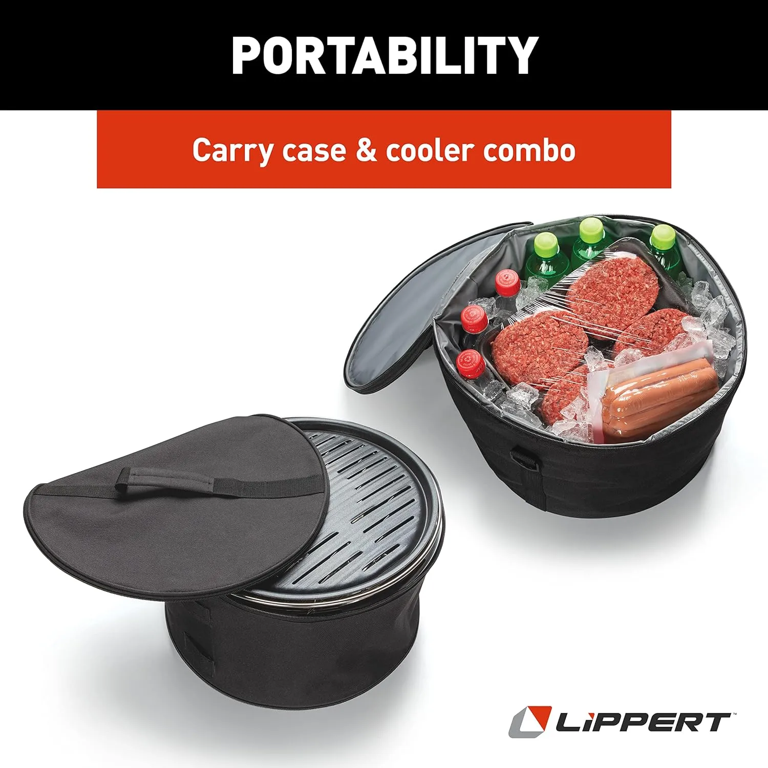 Lippert Odyssey Lightweight Portable Charcoal Grill, Red