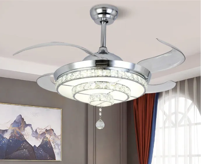 Luxury Crystal Invisible Ceiling Fan Lamp