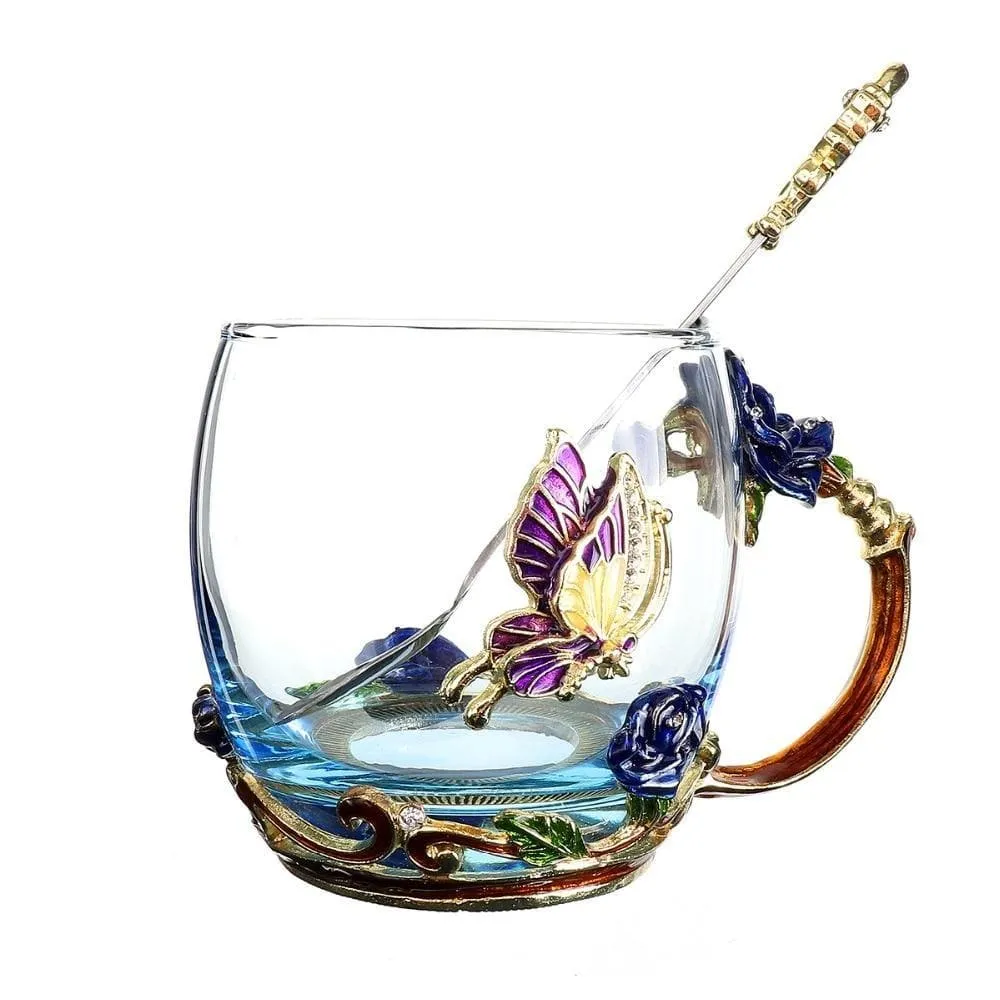 Luxury Crystal Paradise Glass  Mug (With Spoon)