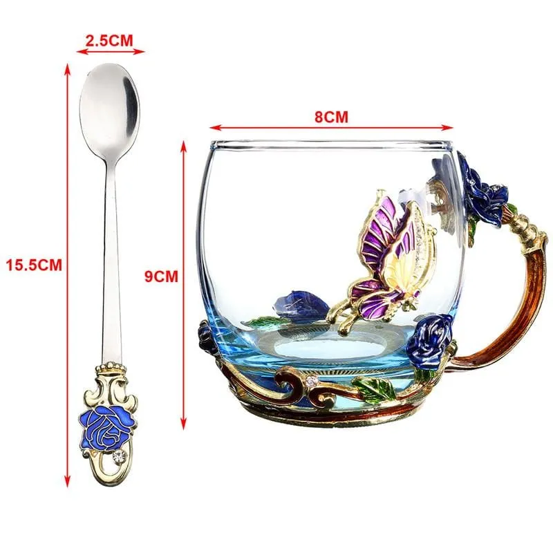 Luxury Crystal Paradise Glass  Mug (With Spoon)