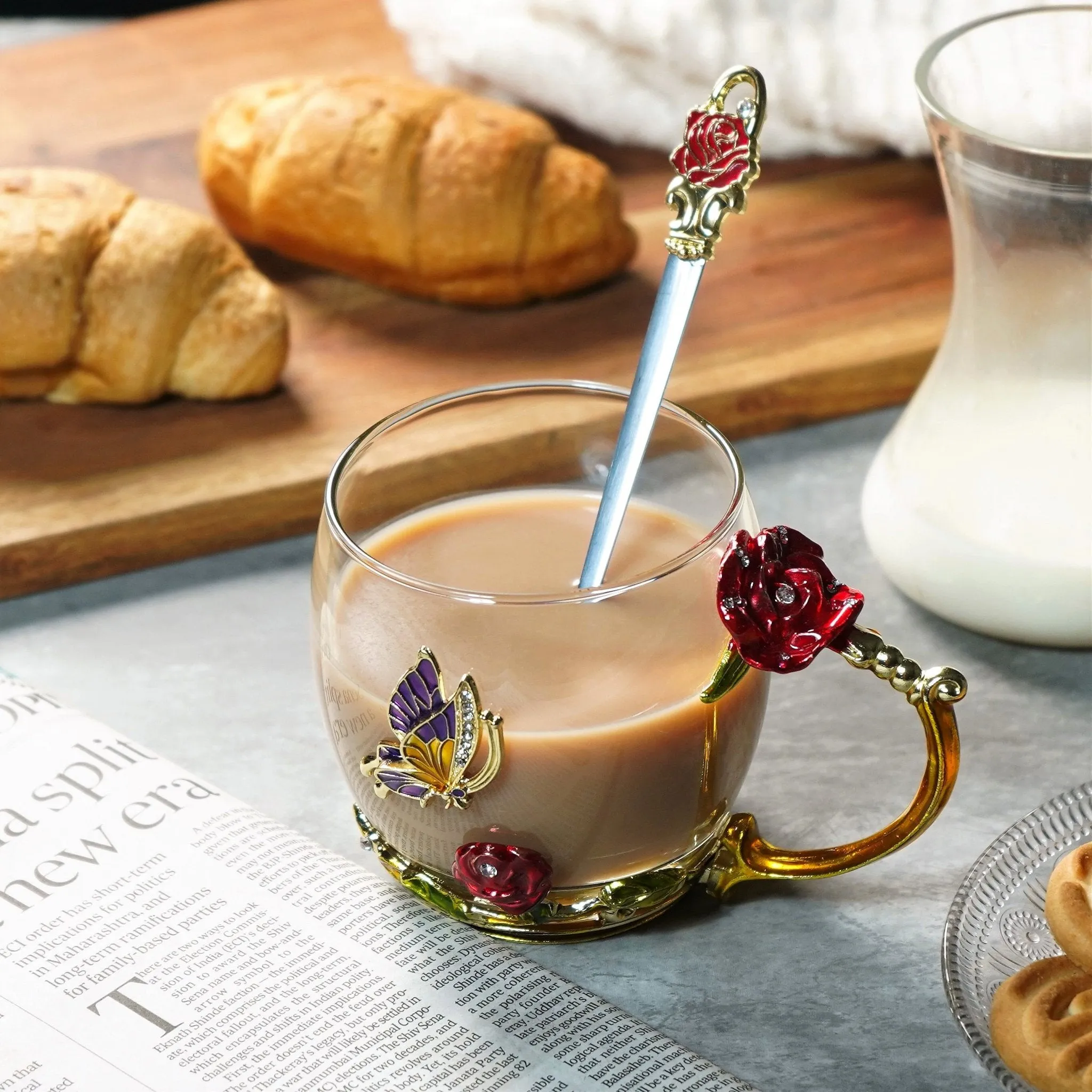 Luxury Crystal Paradise Glass  Mug (With Spoon)