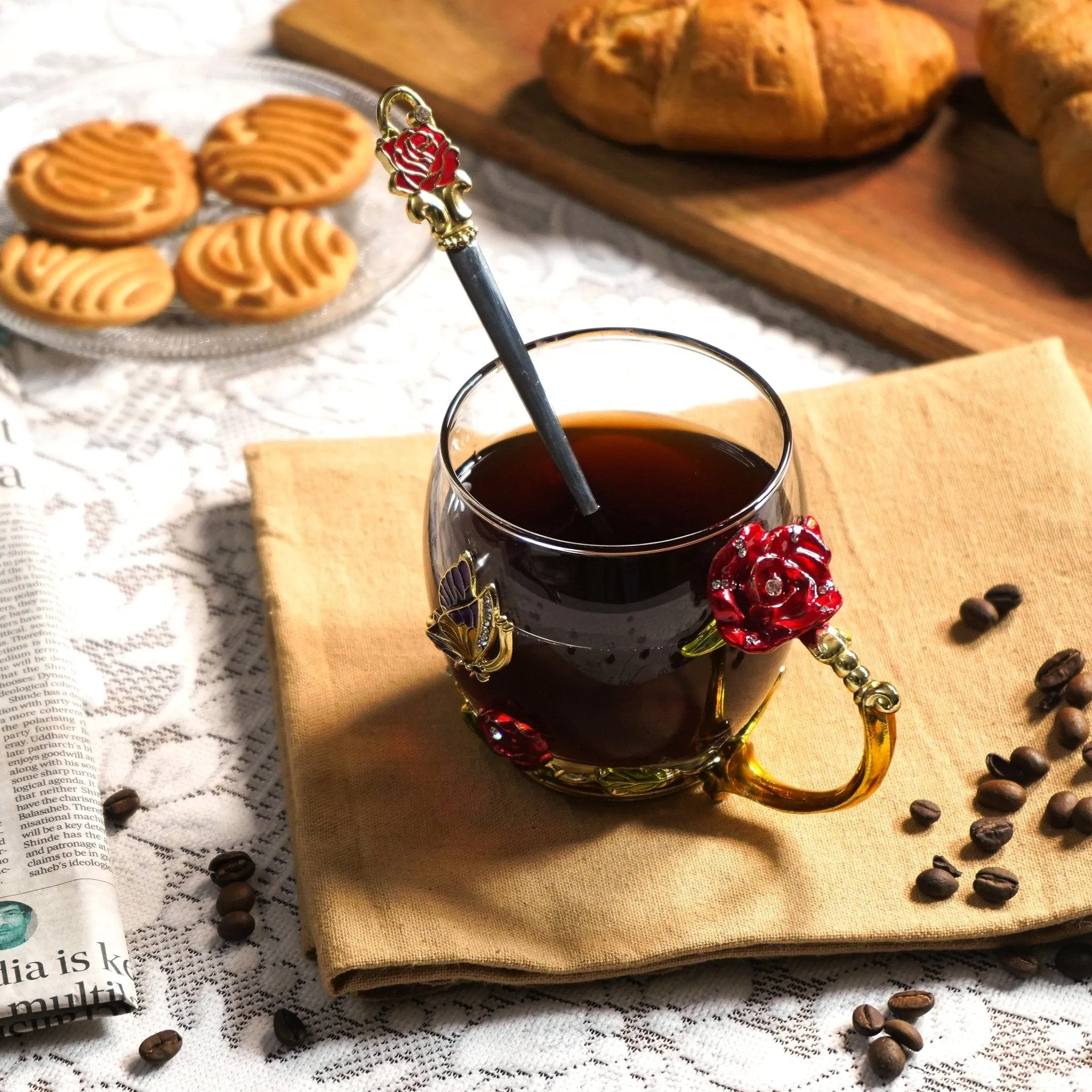 Luxury Crystal Paradise Glass  Mug (With Spoon)