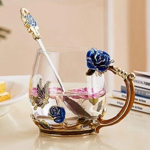 Luxury Crystal Paradise Glass  Mug (With Spoon)