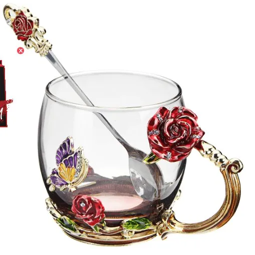 Luxury Crystal Paradise Glass  Mug (With Spoon)