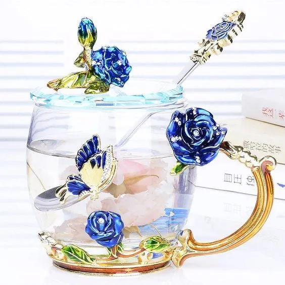 Luxury Crystal Paradise Glass  Mug (With Spoon)