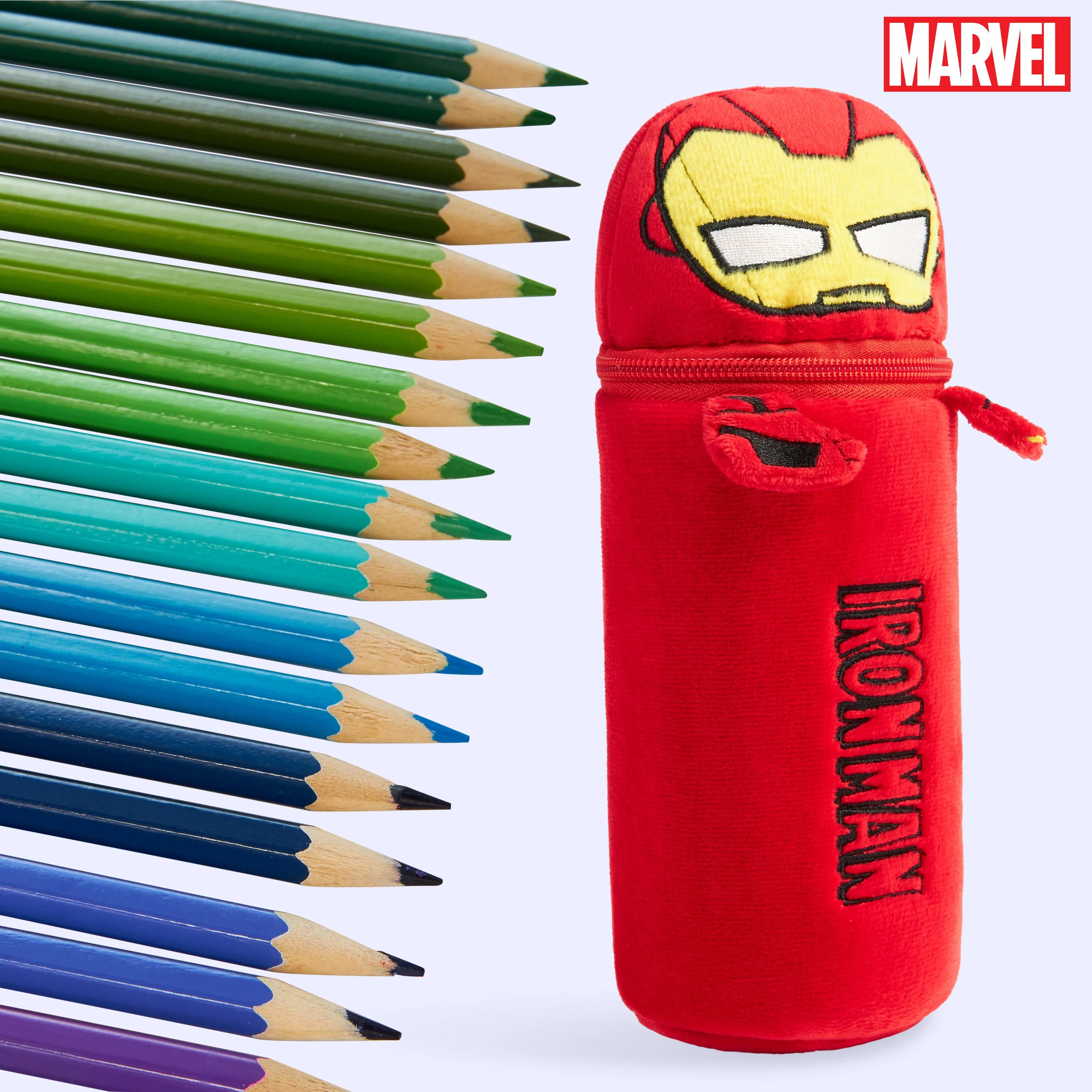 Marvel Pencil Case with 48 Colouring Pencils Included - Red Iron Man