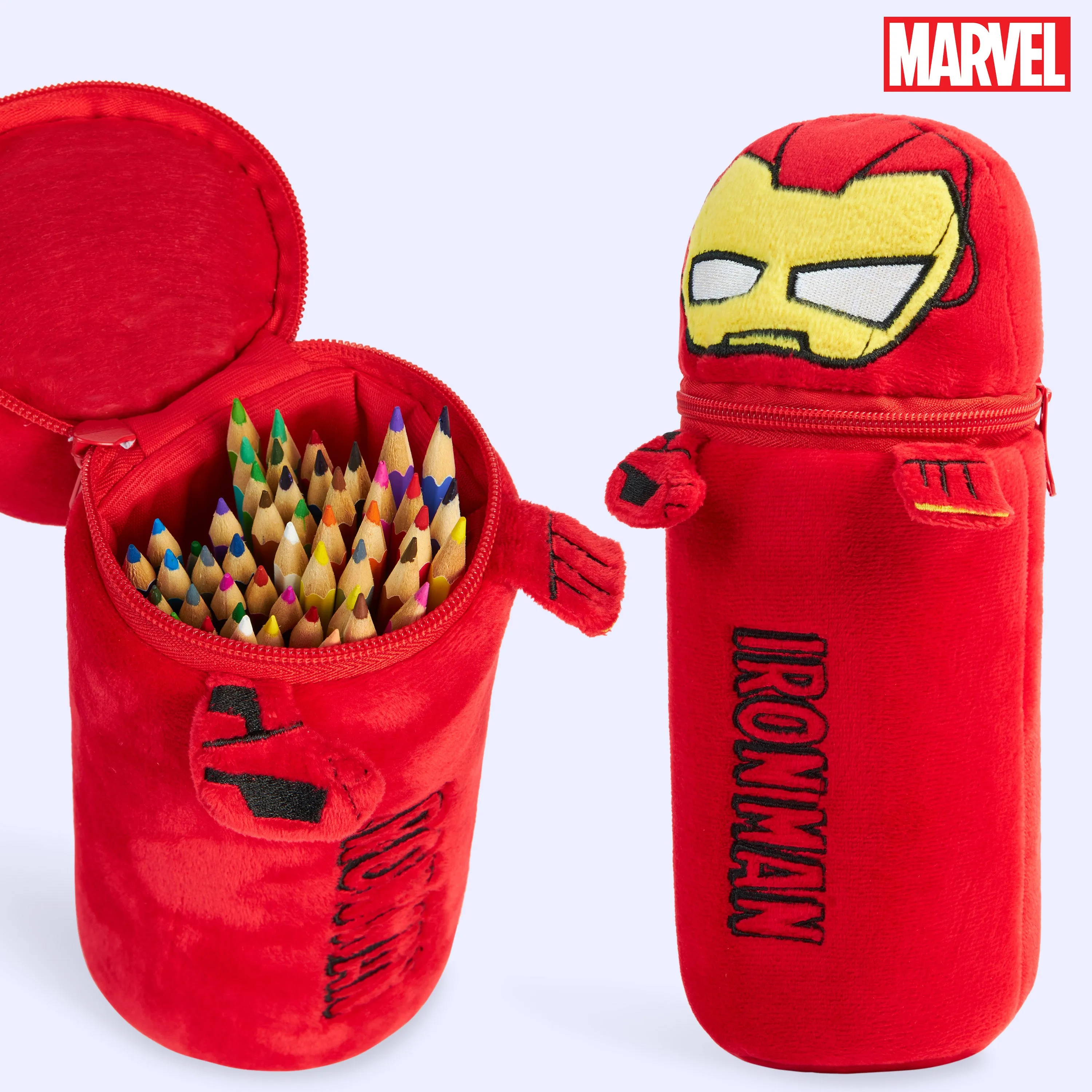 Marvel Pencil Case with 48 Colouring Pencils Included - Red Iron Man