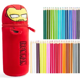 Marvel Pencil Case with 48 Colouring Pencils Included - Red Iron Man